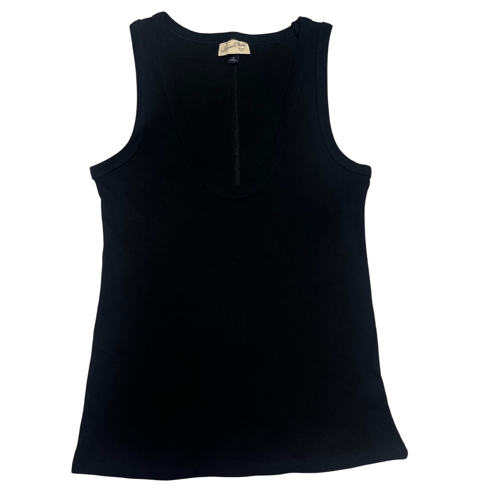 Universal Thread Black Ribbed Tank Top XL Deep Scoop Neck Sleeveless Basic
